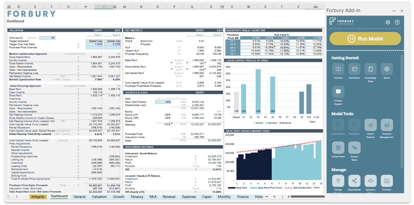 Forbury APAC Software Screen